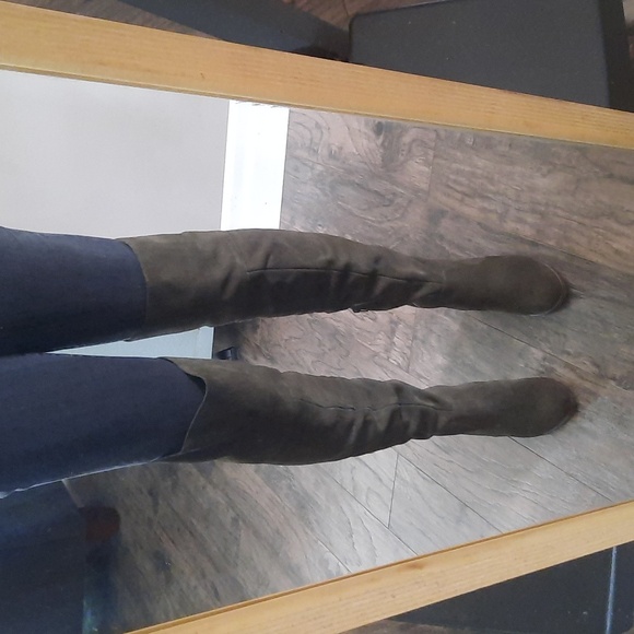 Aldo genuine suede over the knee boots new without tags size 8 khaki green - Picture 2 of 14